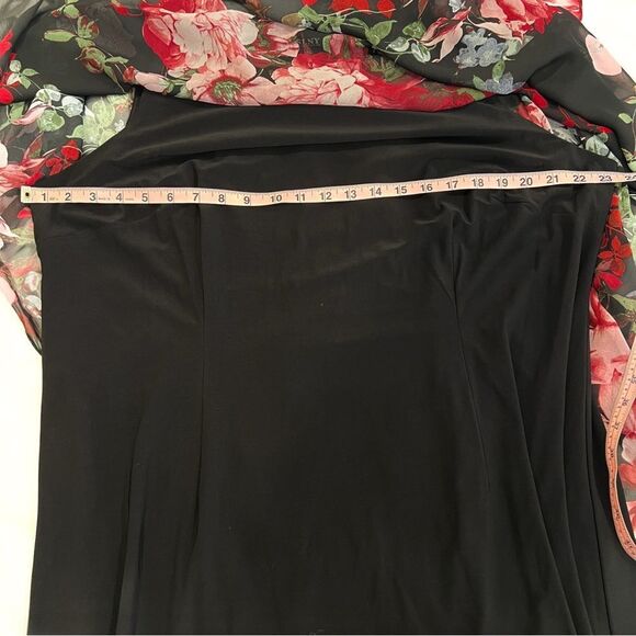 Floral Chiffon Cape Popover Sheath Dress Overlay Black Red Pink Knee Length 18W - Picture 4 of 16